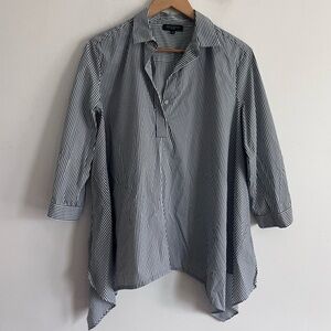 Antonelli Firenze Striped Asymmetric Hem 3/4 Sleeves Top